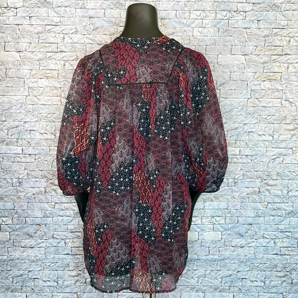 a.n.a Sheer Floral Blouse with Black Cami Women's Size Medium 3-4 Sleeve - Picture 4 of 7